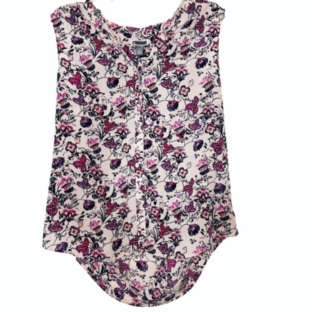 Chelsea28 Womens Button Up Shirt size 3X Multicolor Floral Sleeveless Flowy Tank